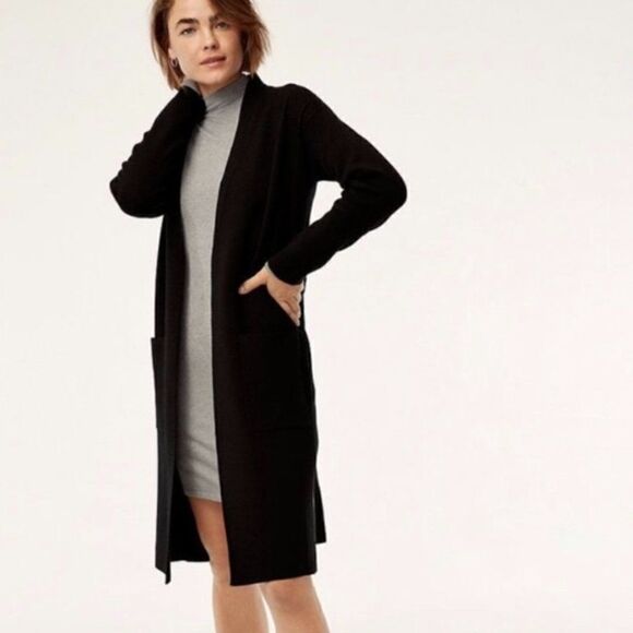 Black Nordstrom Longline Cardigan Sz M - Picture 1 of 8
